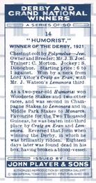 1988 Imperial Tobacco Derby and Grand National Winners #14 Humorist Back